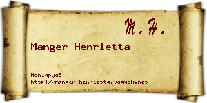 Manger Henrietta névjegykártya